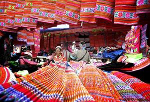 Una vendedora étnica en el Mercado de Bac Ha