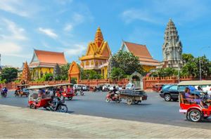 Visita los sitios más famosos en Phnom Penh o Nom Pen, como el templo budista, el Palacio Real,...