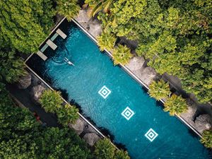 The swimming pool at the Pilgrimage resort in Hue