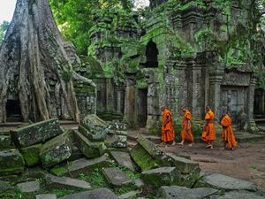 Siem Reap's cultural tapestry woven with temples, stupas, and history.