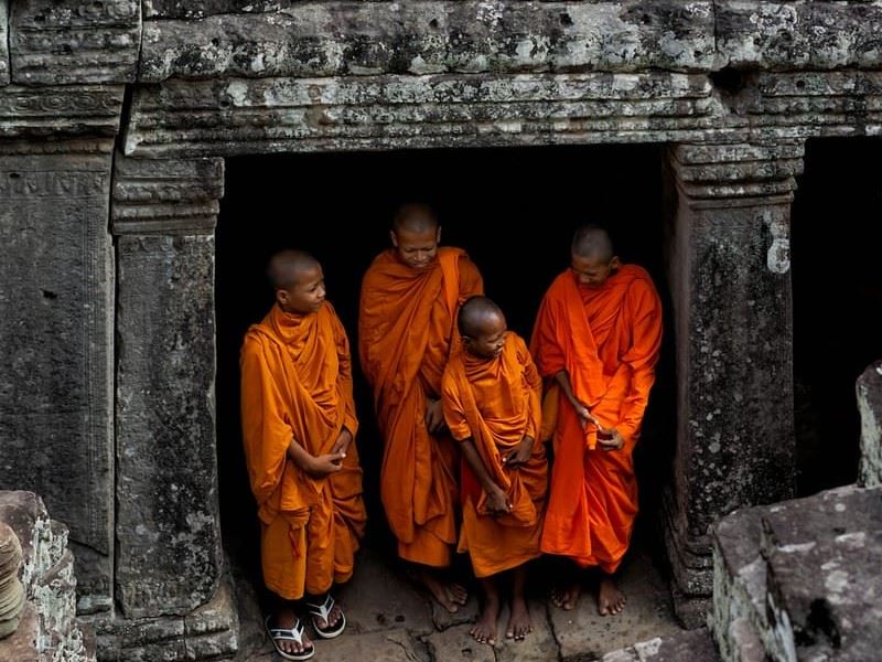 Los monjes en los templos de Angkor